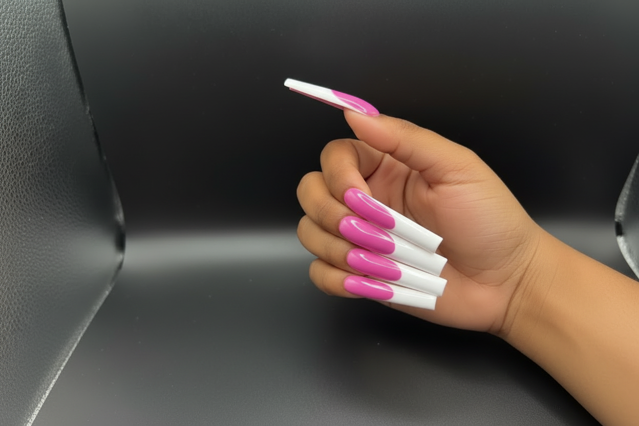 Fusion Pink Frenchies Press On Nails FrenchTips