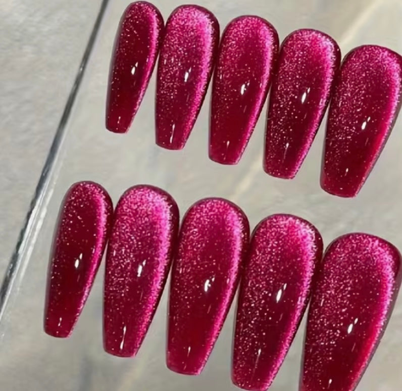 Cranberry Red Short Presson Nails- Non acrylic
