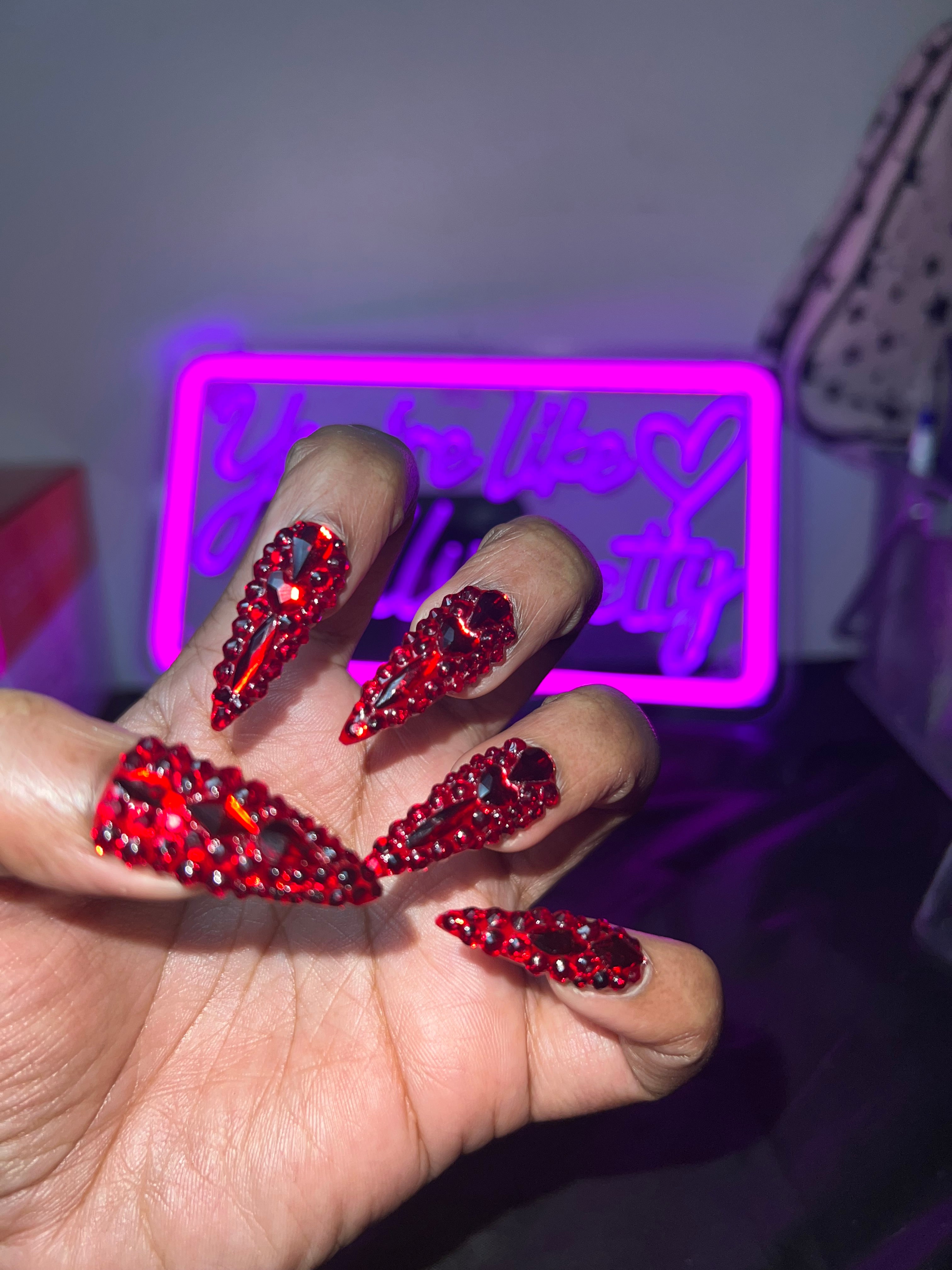 Red Luxurious Stiletto PressOnNails