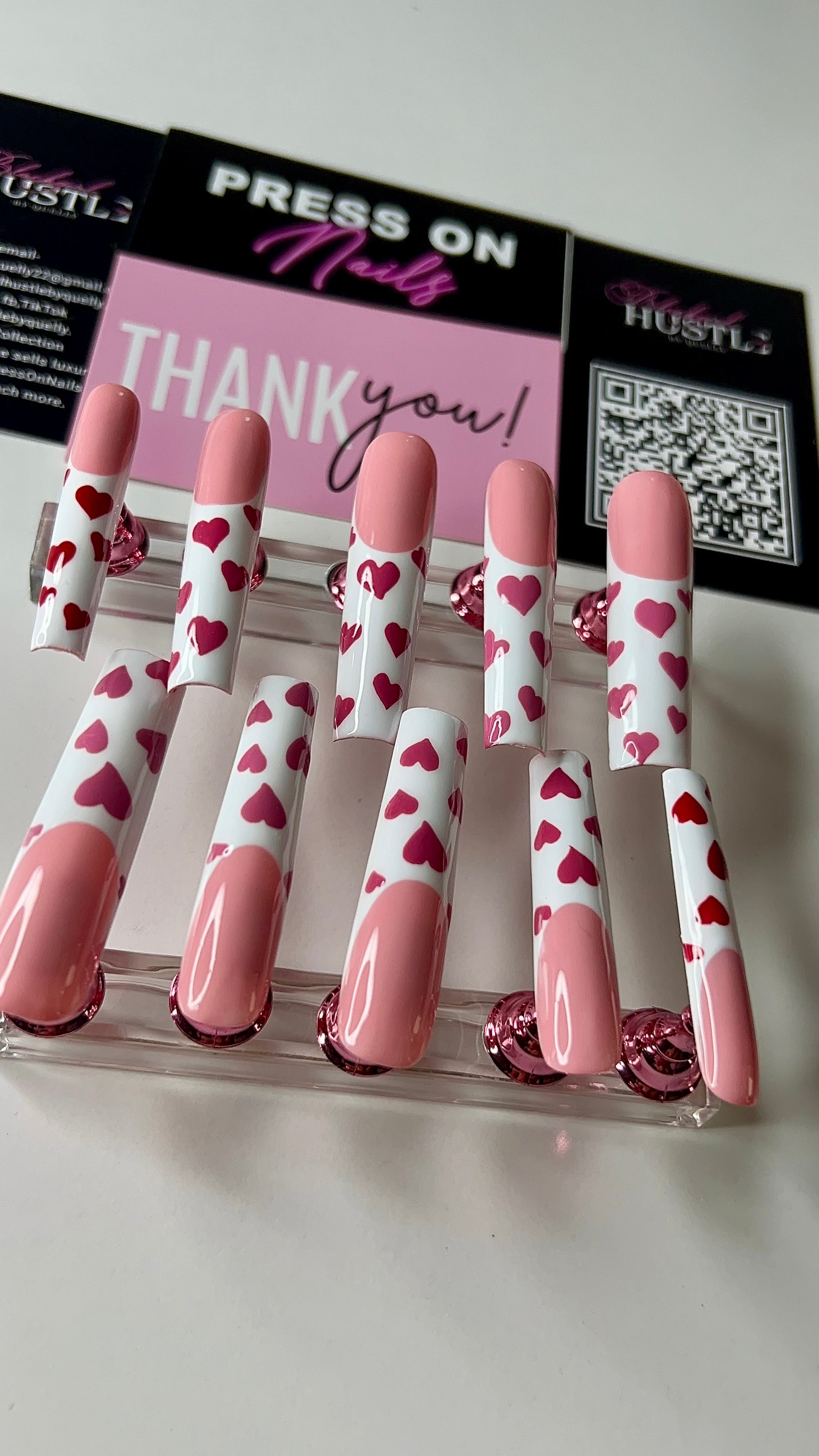 Glitter- Hearts 4 U Press On