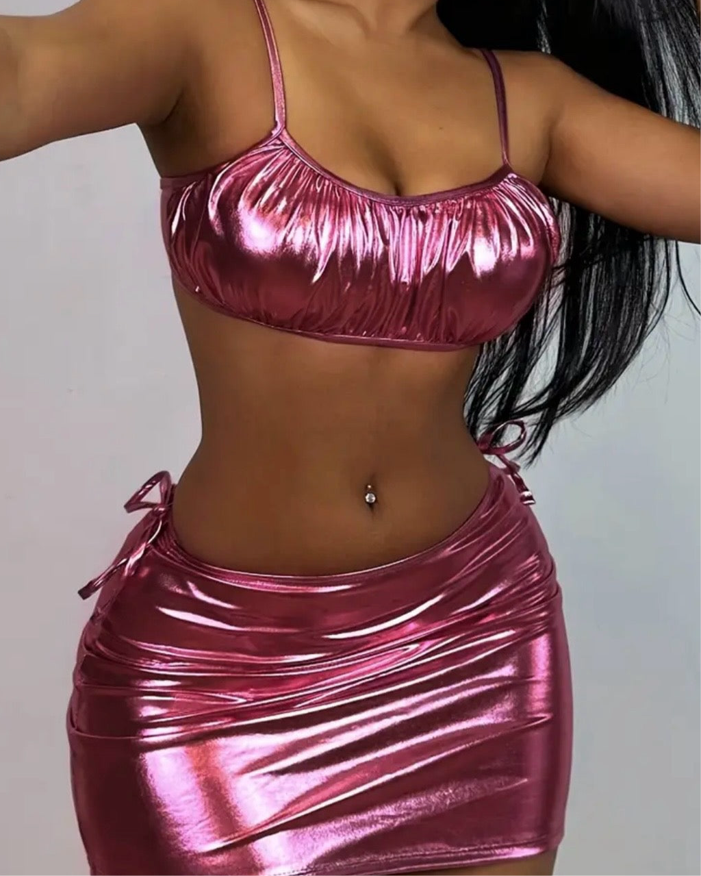 Pink Chrome 3 Piece Set Swimsuit