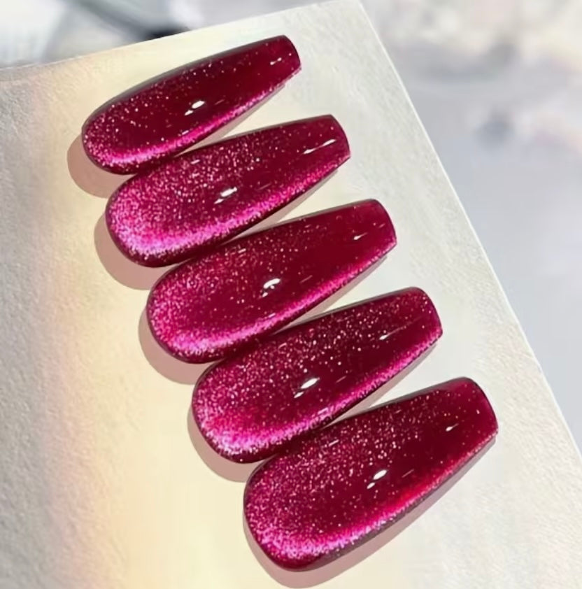 Cranberry Red Short Presson Nails- Non acrylic